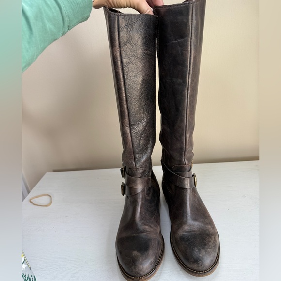 Hinge Distressed Devin Riding Boot Chocolate Brown Country Boho Cottagecore 9.5 - Picture 6 of 12